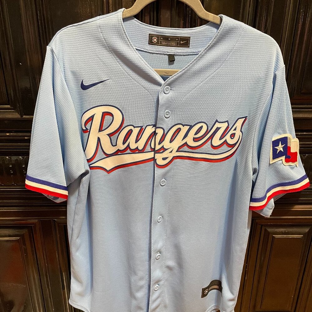 Nike Texas Rangers Light Blue Jersey Mens M